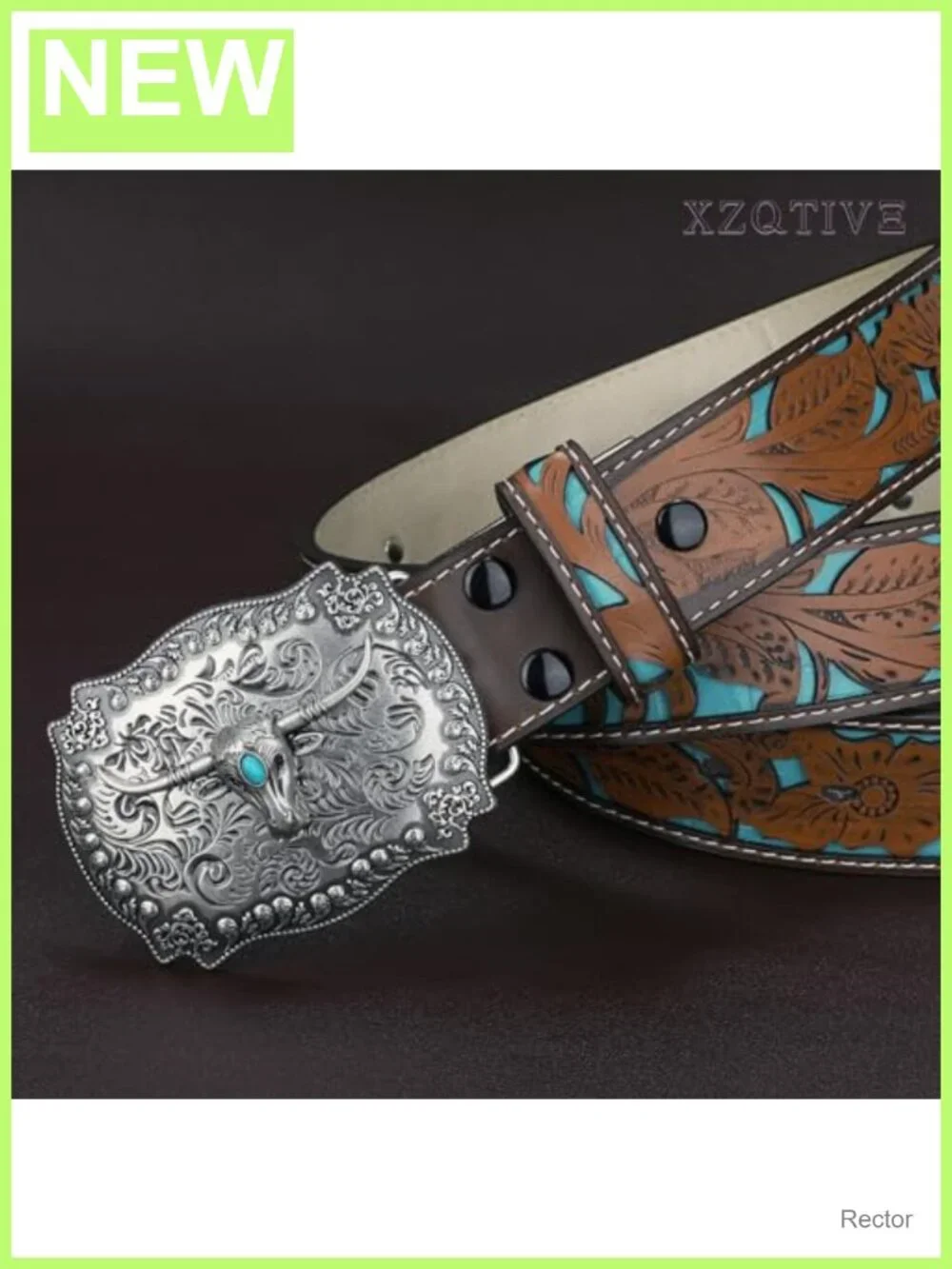 Genuine Leather Vintage Western Belt Engraved Tooled Cowboy Belt